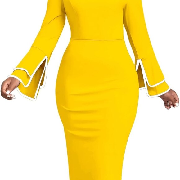 Church Dresses for Women Bell Sleeves Business Wear to Work Cocktail Party Penci - Picture 1 of 3